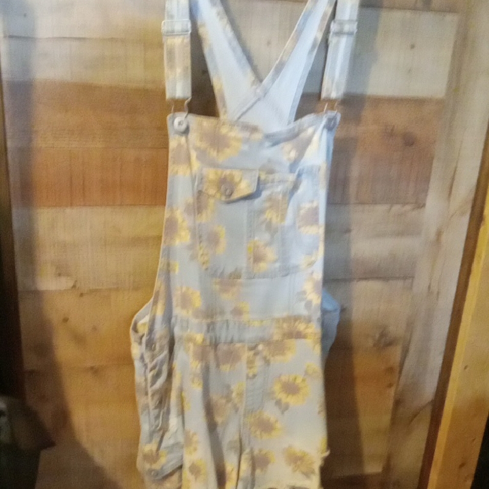 No Boundaries Sunflower Print Overalls